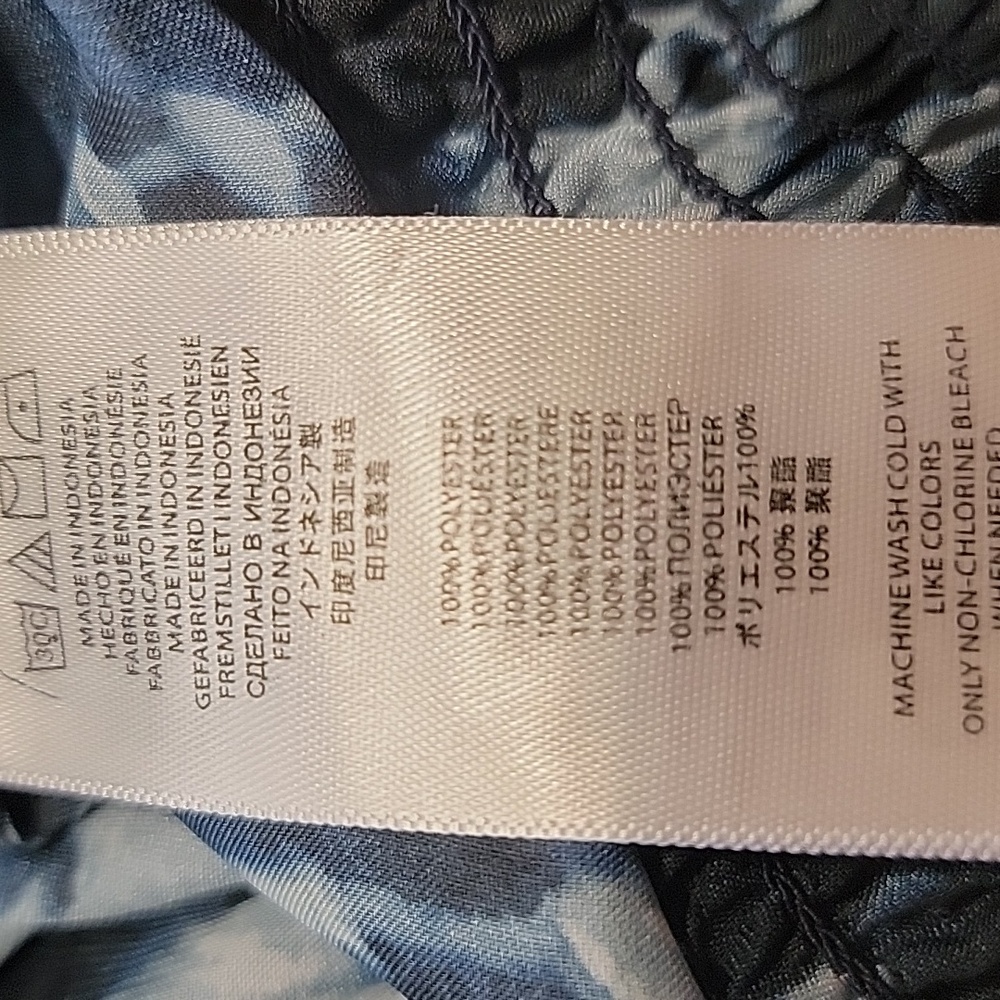 MICHAEL Michael Kors Size L True Navy & Light Blue Tie Dye Satin Blouse - Picture 12 of 13